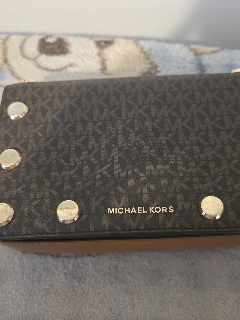 Michael Kors Brown/Black Logo Crossbody Bag with Stud Detail - Picture 2 of 6
